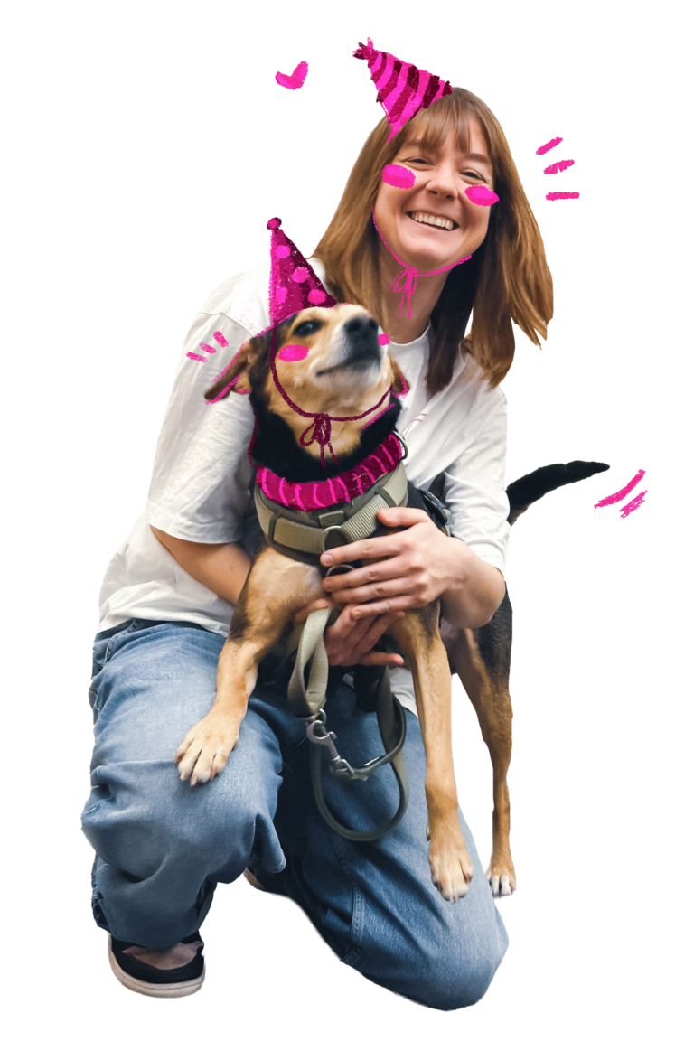 Mokapi Studio – freigestelltes Portrait von Mo und Alfi mit Illustrationen